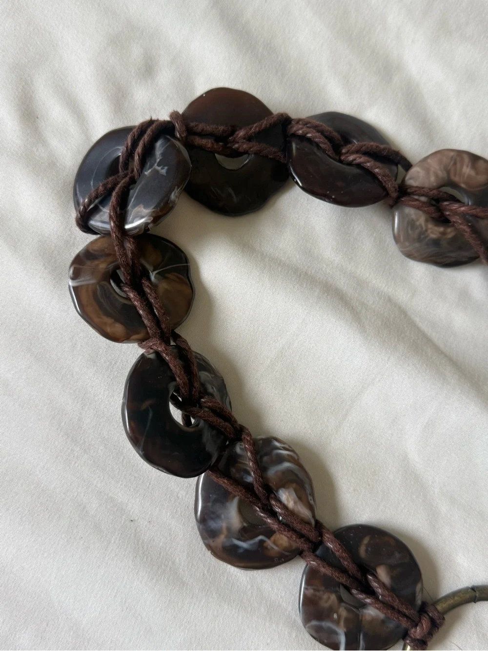 Vintage Y2K Bohemian Gem Brown Statement Belt with Tassel | S